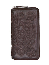 Load image into Gallery viewer, Zip Around Purse with Applique Design Royale Leather