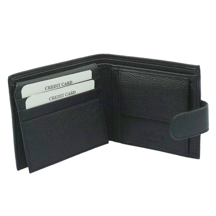 Mens Pebble Grain Wallet with Coin Section