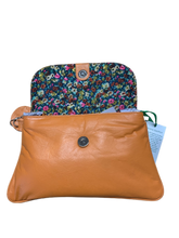 Load image into Gallery viewer, Small Shoulder Bag in paprika with floral ditsy lining