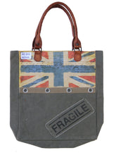 Load image into Gallery viewer, Union Jack &#39;FRAGILE&#39; Vintage Upcycled Canvas Shopper