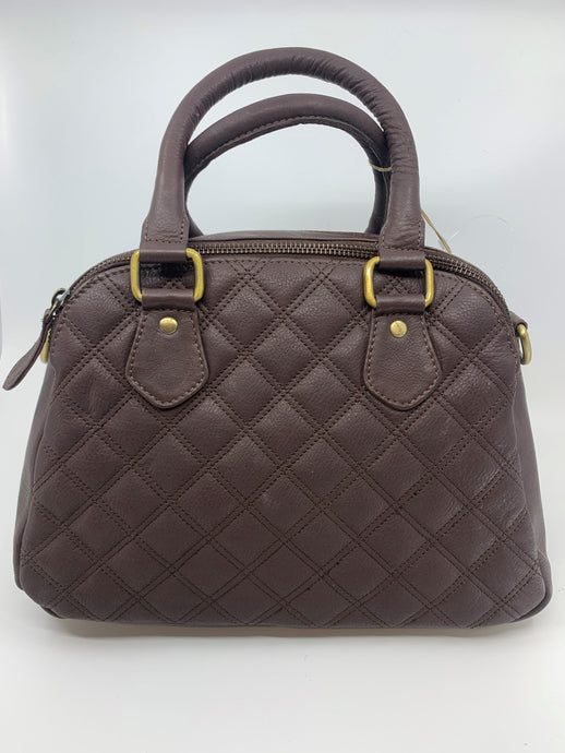 Chalbury - leather quilted mini bowling bag in brown - seconds