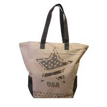 Load image into Gallery viewer, USA Star Upcycled Canvas Shopper