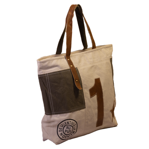 '1' Small Star Upcycled Canvas Tote