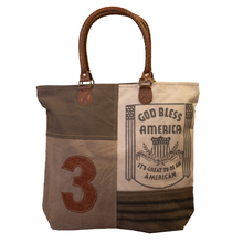 Load image into Gallery viewer, God Bless America Upcycled Canvas shopper