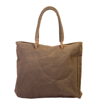 Load image into Gallery viewer, Khaki with Black Star/Amsterdam Print Upcycled Canvas Tote