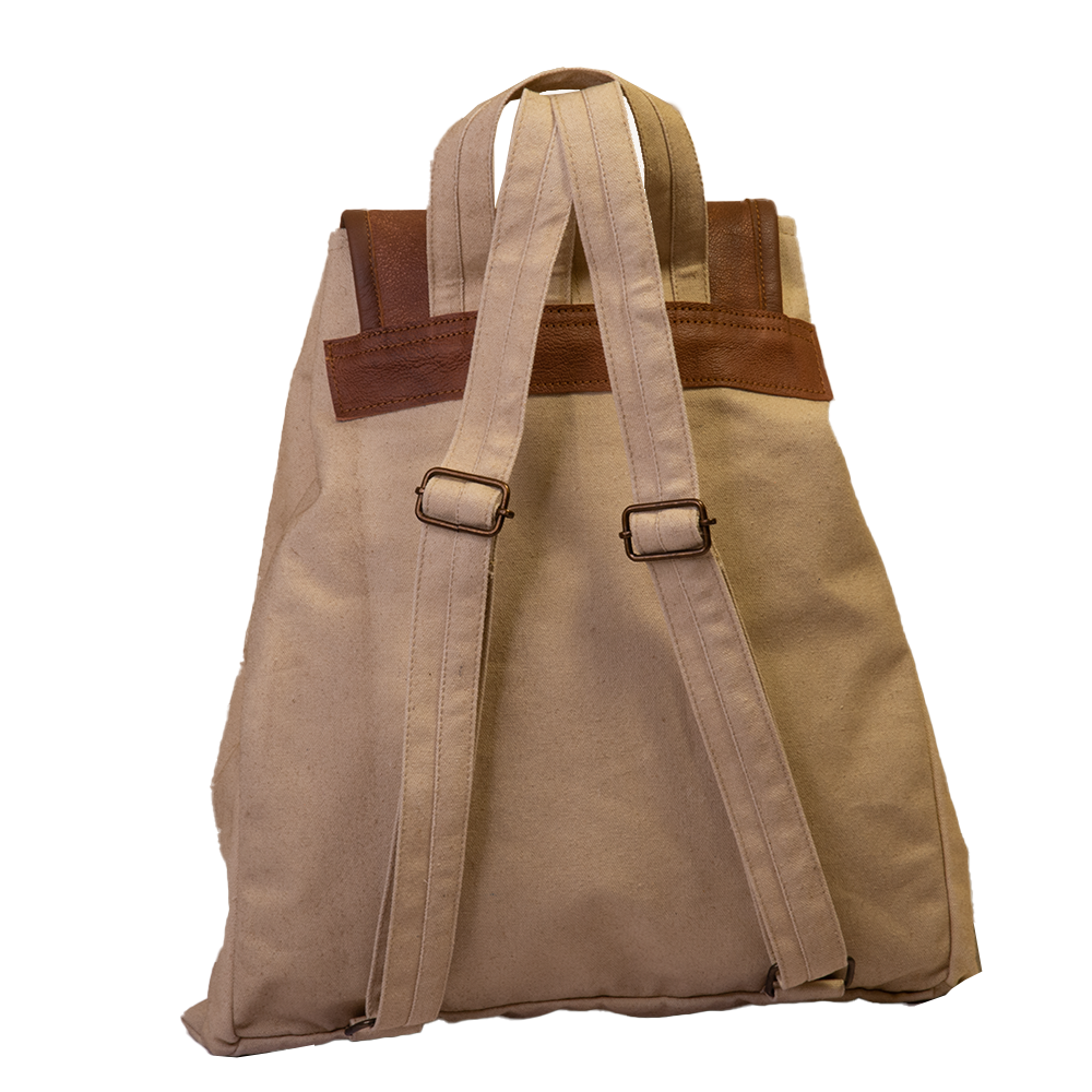 Beige Upcycled Canvas Backpack 961