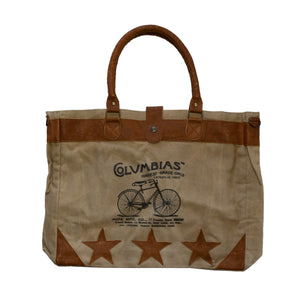 Bicycle Print Upcycled Canvas Tote
