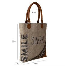 Load image into Gallery viewer, Smile, Sparkle, Shine Upcycled Canvas Shopper