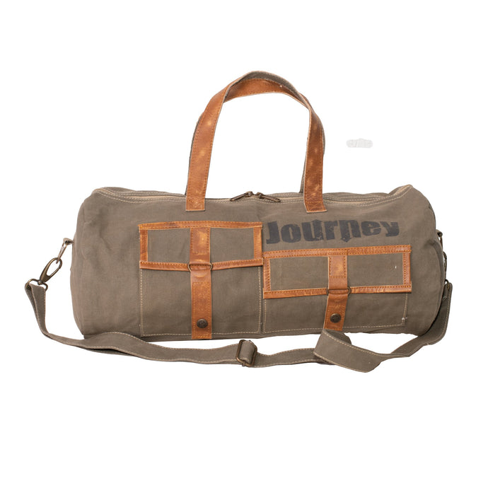 'Journey' Upcycled Canvas Barrel Bag