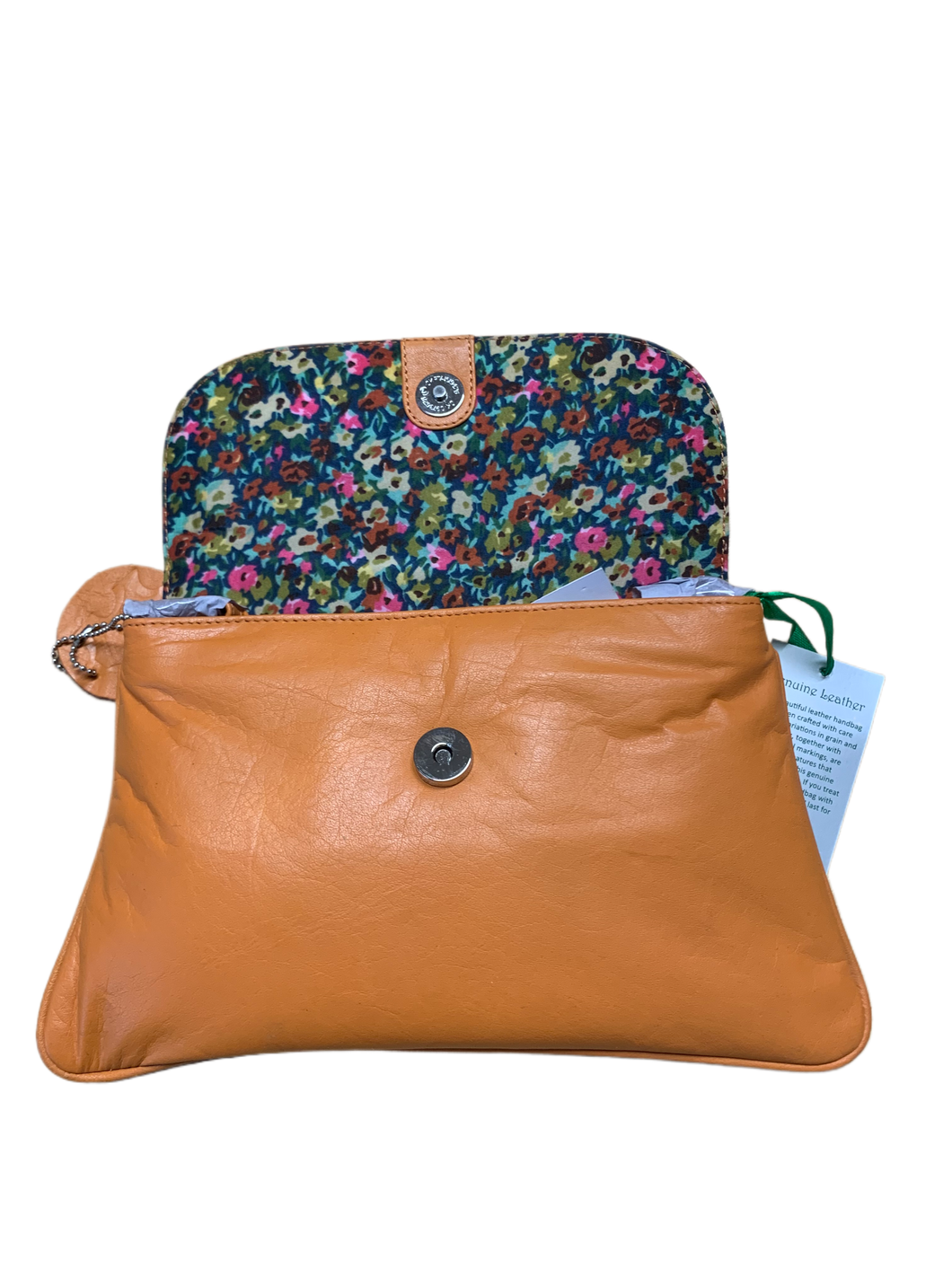 Small Shoulder Bag in paprika with floral ditsy lining
