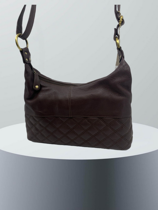 Brown Leather Quilted Shoulder Bag  - Sample one off bag - Outlet bag