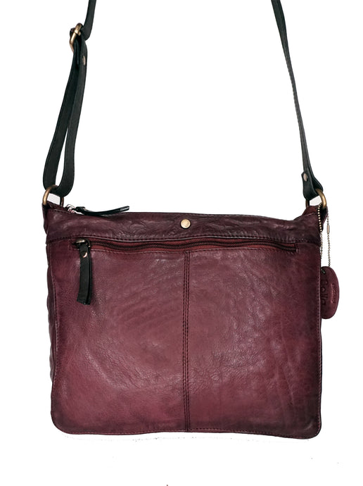 Cross Body Bag with Adjustable Strap - 'Poplar' Washed Leather