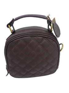 leather quilted mini bowling bag brown - seconds