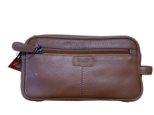 Load image into Gallery viewer, Carlo (Pebble Grain) Washbag in chestnut - SECONDS _ SMALL MARK IN LEATHER