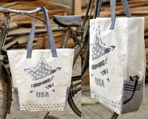 'USA' Upcycled Canvas Tote (382)