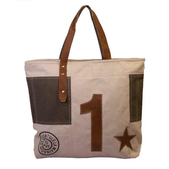 'No 1' Upcycled Canvas Tote (386)