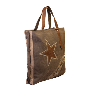 'Air Mail' Star Upcycled Canvas Tote (395)