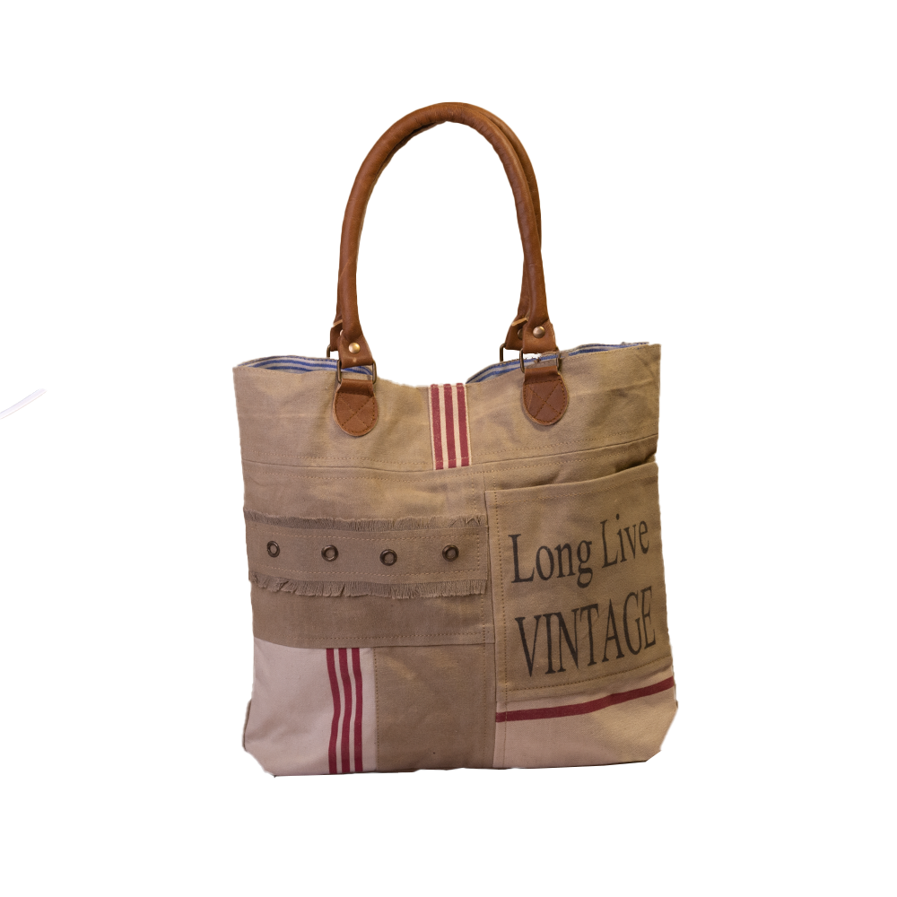 'Long Live Vintage' Upcycled Canvas Tote
