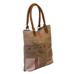 'Long Live Vintage' Star Upcycled Canvas Tote (439)