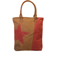 Load image into Gallery viewer, Red Star Upcycled Canvas Tote/Shopper (595)