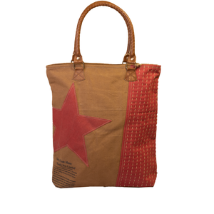Red Star Upcycled Canvas Tote/Shopper (595)