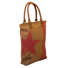 Load image into Gallery viewer, Red Star Upcycled Canvas Tote/Shopper (595)