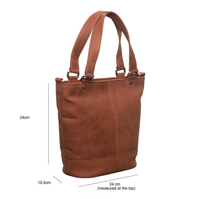 Boston - (New England Buff Leather) Grab Handle Bucket Bag