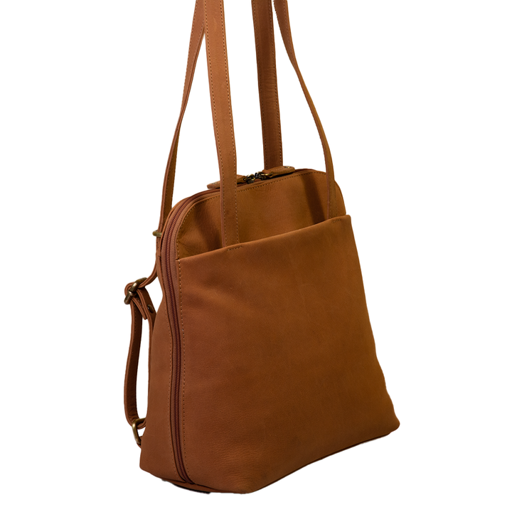 Bucksport - (New England Buff Leather) Convertible Shoulder bag to Backpack in Tan Brown