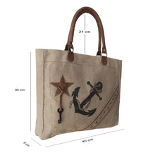 Load image into Gallery viewer, Vintage Upcycled Canvas Anchor &amp; Key Design Tote