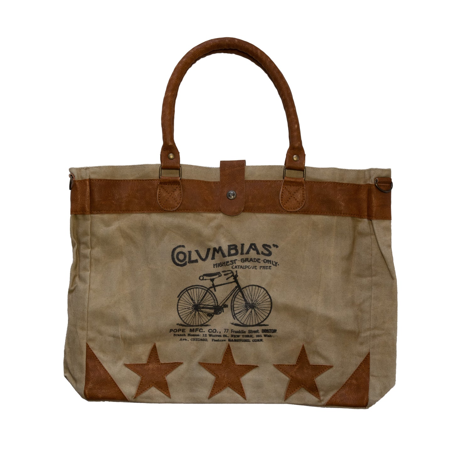 Bicycle Print Upcycled Canvas Tote (197)