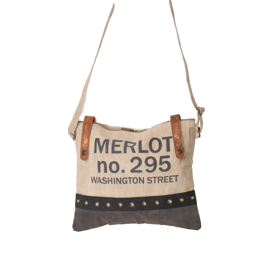 'MERLOT no295' Upcycled Canvas Cross Body Bag