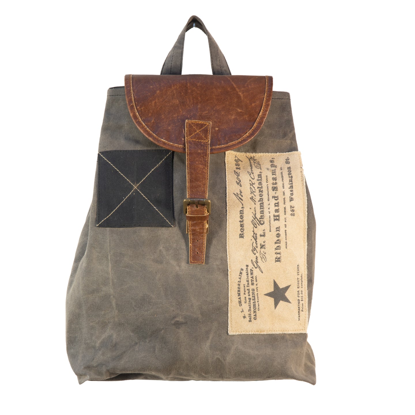 Vintage Recycled Canvas and Leather Unisex Rucksack/Backpack - Dorset Bay 610